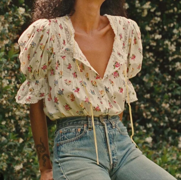 Doen Tops - Doen White Floral Top
